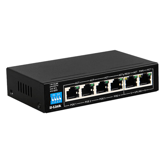 D-Link 6-Port PoE Switch with 4 Long Reach 250m PoE Ports