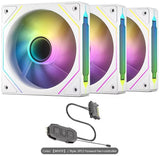 Pack of 3 12CM Infinite Mirror Design Case Fans. WHITE