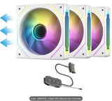 Pack of 3 12CM Infinite Mirror Design Case Fans. WHITE